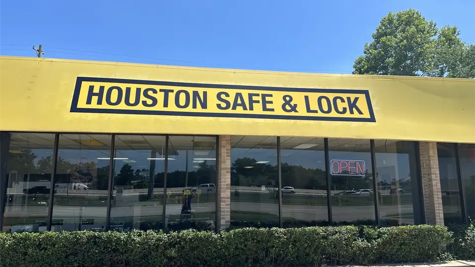 Houston Safe & Lock Memorial showroom storefront on the Katy Freeway