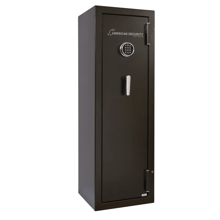 Black American Security TF5517 gun safe shown closed