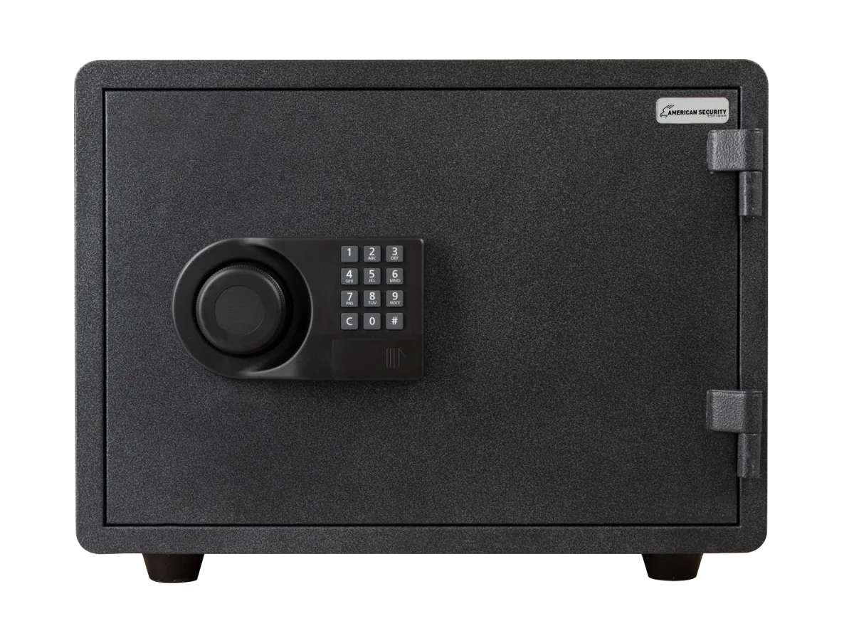 American Security FS914 safe shown closed from an alternate angle.