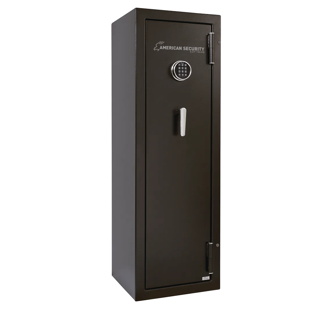 Black American Security TF5517 gun safe shown closed