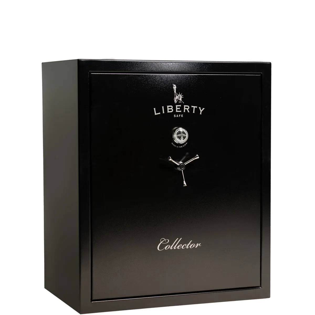 Liberty Collector shown closed in black with a mechanical dial and a three-spoke handle.