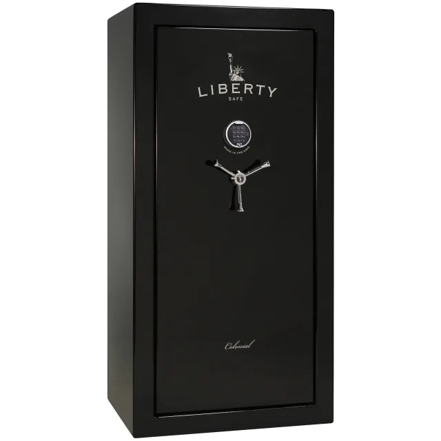 Liberty Colonial 23 shown closed in black with an electronic keypad and a three-spoke handle.