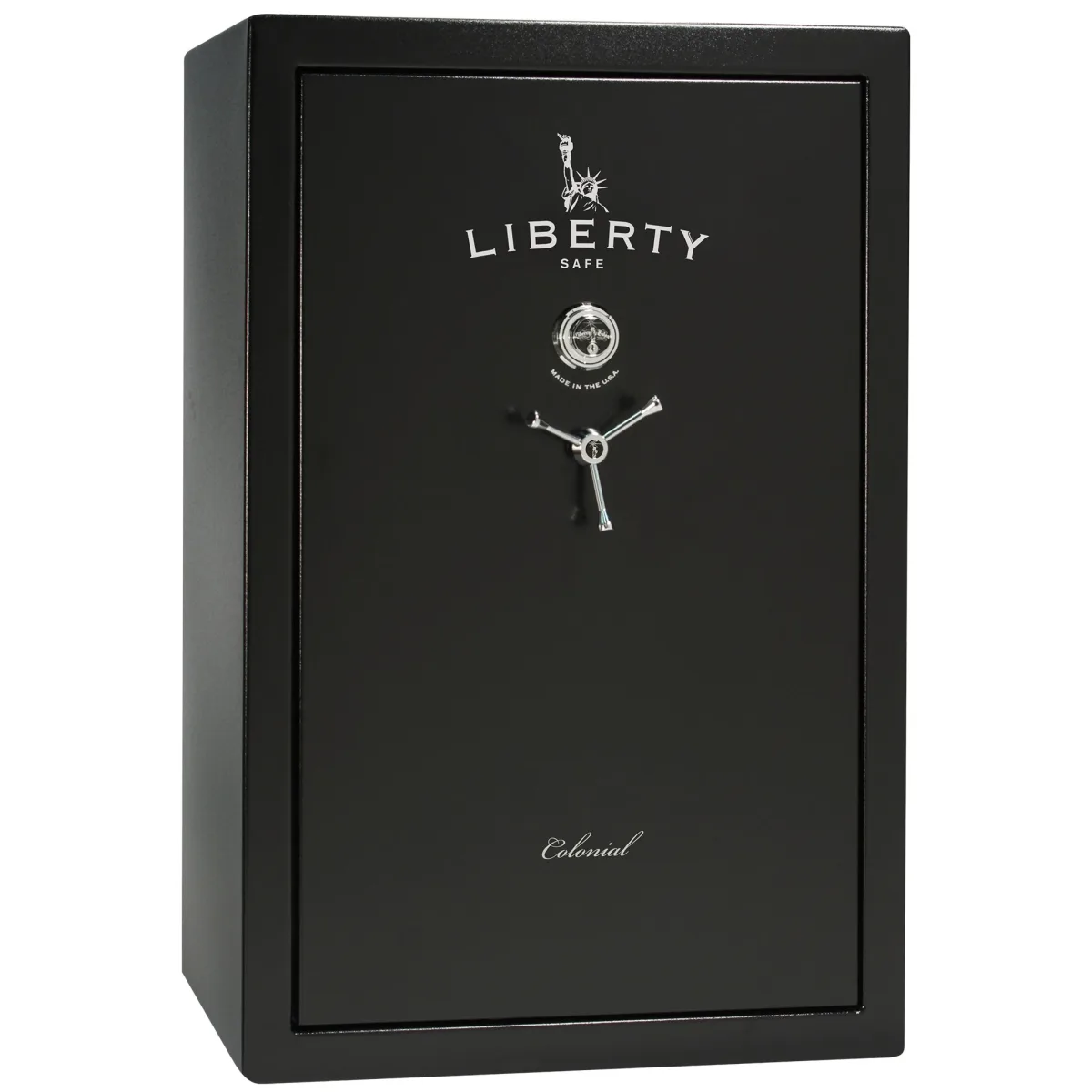 Liberty Colonial 35 shown closed in black with a mechanical dial and a three-spoke handle.