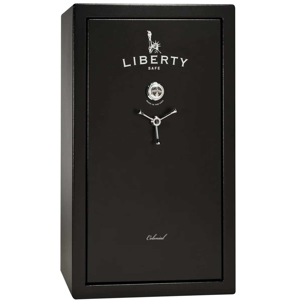 Liberty Colonial Pro Flex 30 shown closed in black with a mechanical dial and a three-spoke handle.