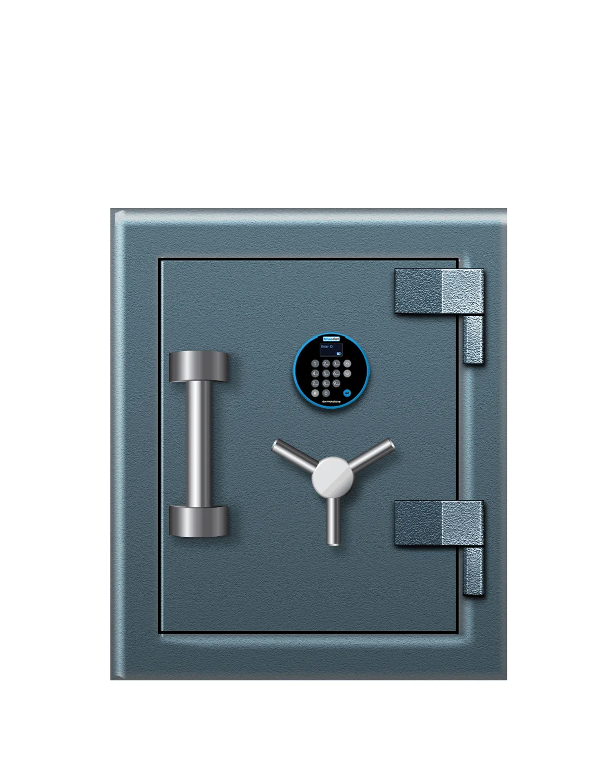Blue Dot SG-15-1 safe shown closed with an alternate lock configuration — view 1 of 2.