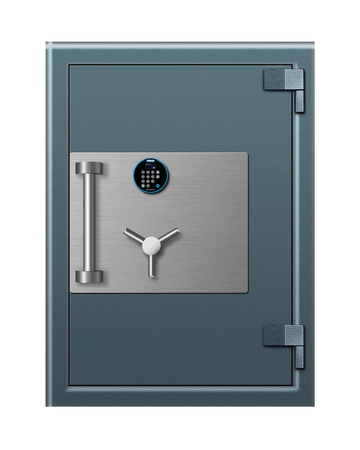 Blue Dot SG-30-3 safe shown closed with an alternate lock configuration — view 1 of 2.