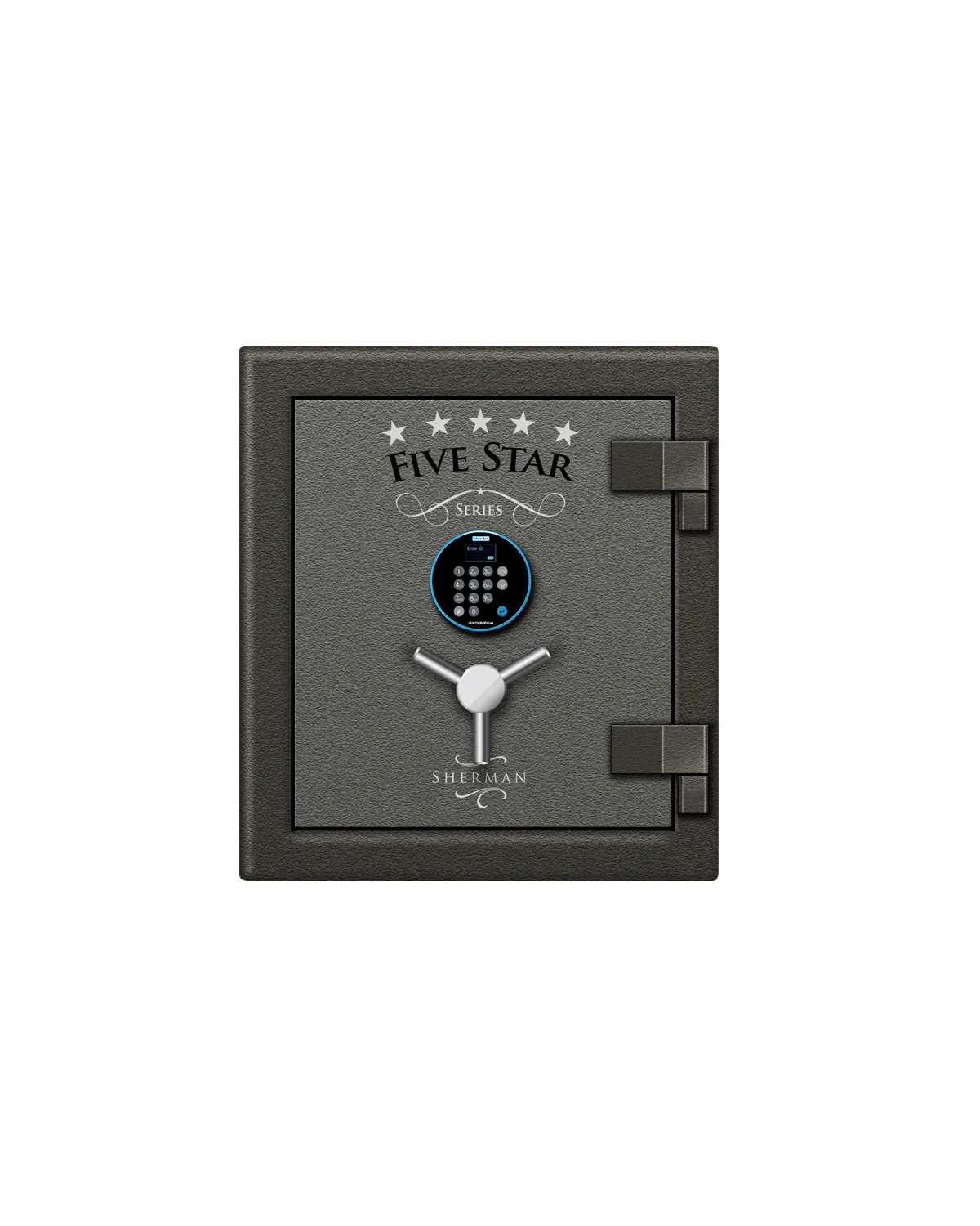 5 Star Sherman safe shown closed with an alternate lock configuration — view 1 of 2.