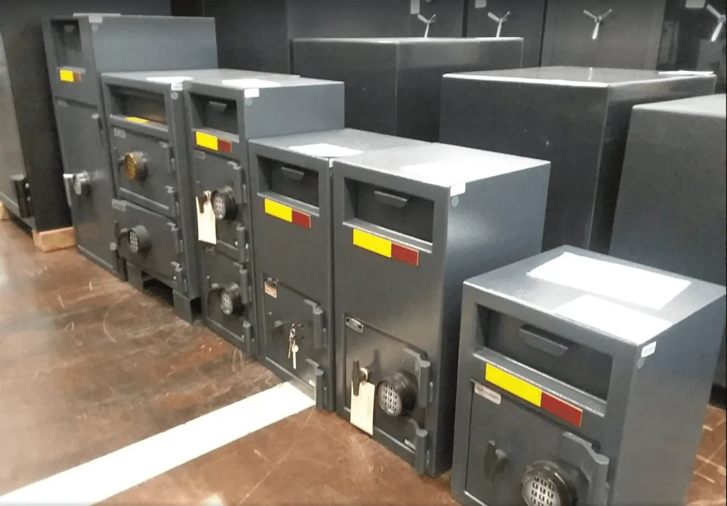 Commercial depository and high-security safes on display