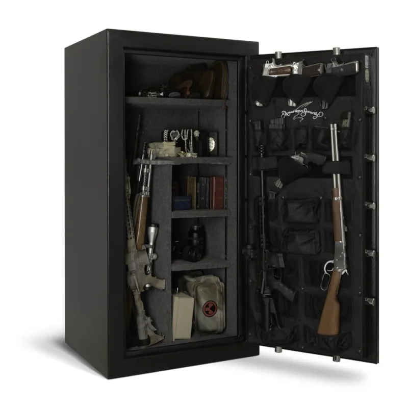 Open view of an SF6030 American Security gun safe from Houston Safe and Lock