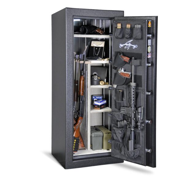 American Security BFX6024 gun safe open with firearms and valuables