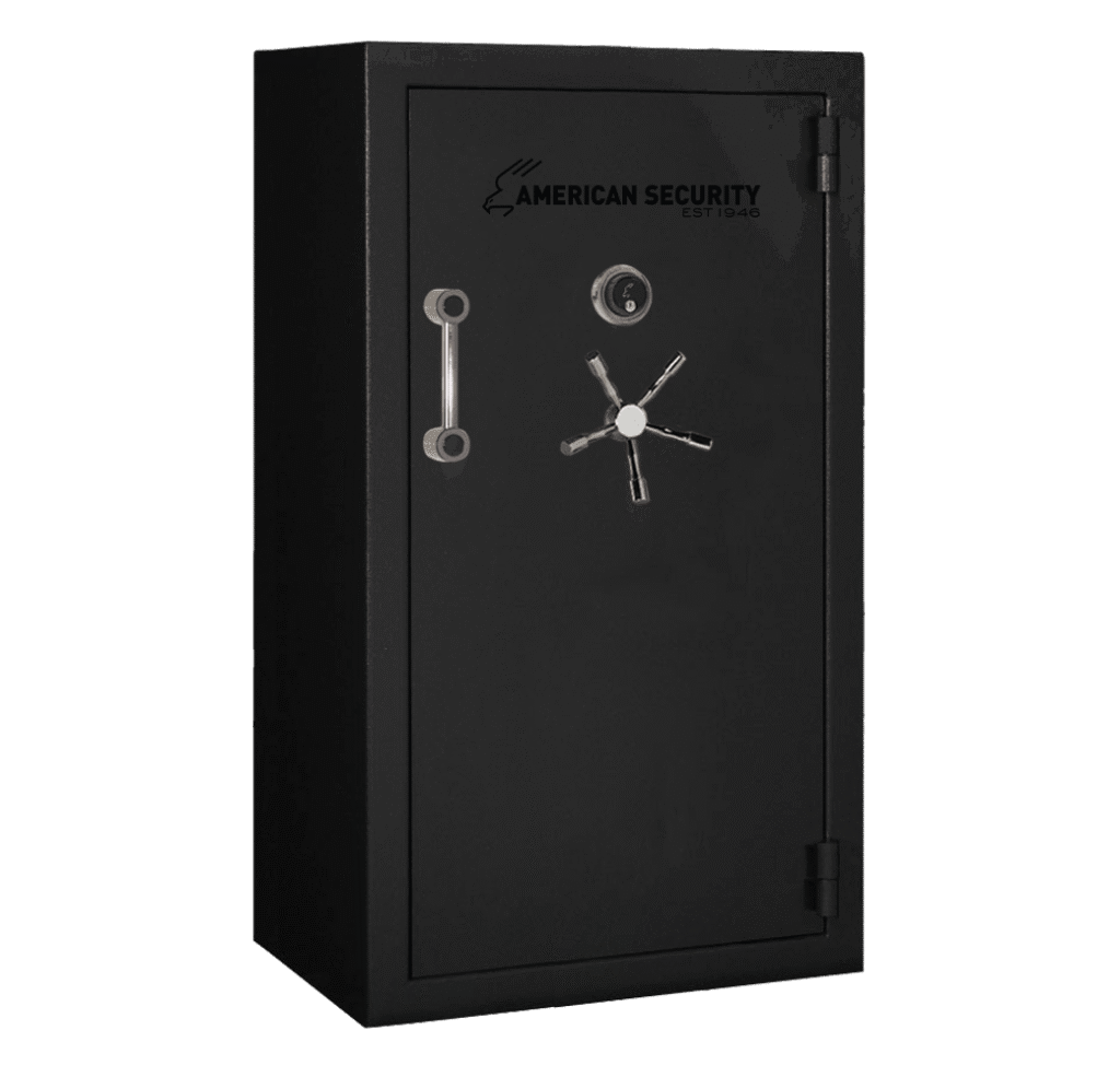 American Security BFX6636 gun safe closed in black textured finish