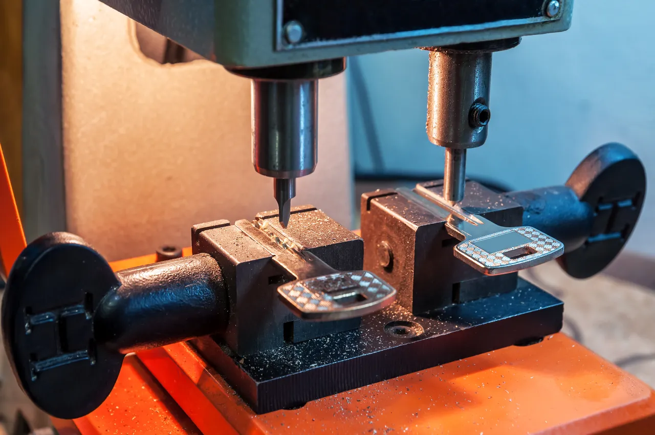Key-cutting machine duplicating two conventional keys